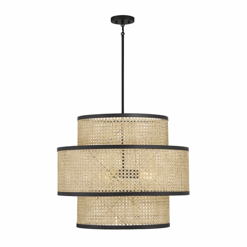 Savoy House Meridian 3-Light Pendant - Natural Cane w/Matte Black - M7016MBK