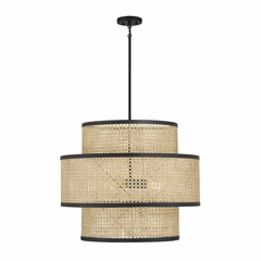 Savoy House Meridian 3-Light Pendant - Natural Cane w/Matte Black - M7016MBK