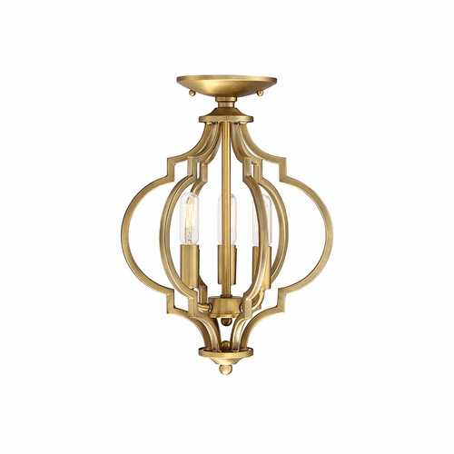 Savoy House Meridian 3 Light Semi-Flush - Natural Brass - M60055NB