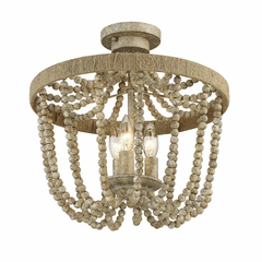 Savoy House Meridian 3 Light Semi-Flush - Natural Wood w/Rope - M60002-97 Savoy House Meridian 3 Light Semi-Flush - Natural Wood w/Rope - M60002-97