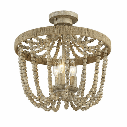Savoy House Meridian 3 Light Semi-Flush - Natural Wood w/Rope - M60002-97