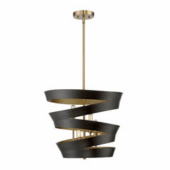 Savoy House Meridian 4 Light Pendant - Matt Black w/Gold Accents - M70009-46