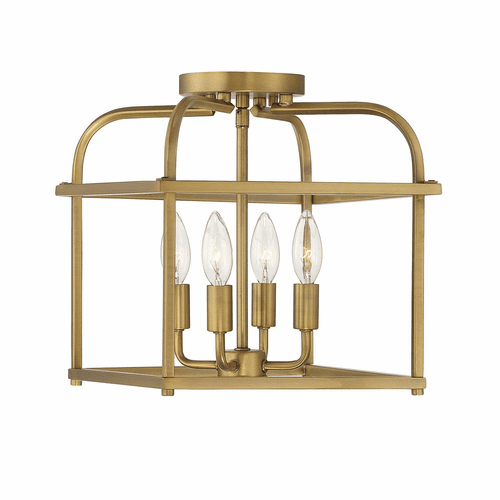 Savoy House Meridian 4 Light Semi-Flush - Natural Brass - M60061NB