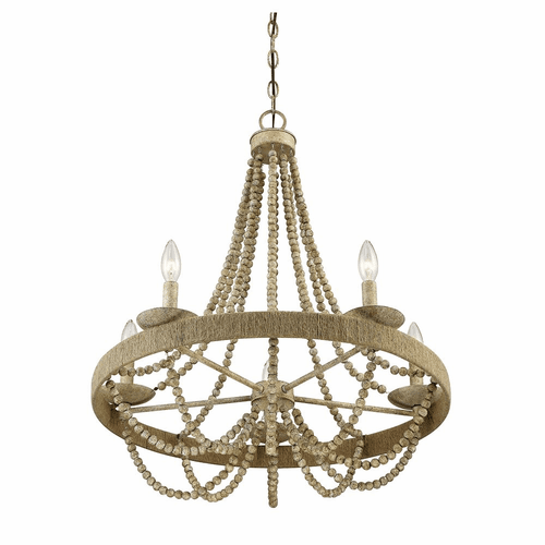Savoy House Meridian 5 Light Chandelier - Natural Wood w/Rope - M10014-97