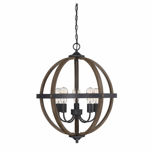 Savoy House Meridian 5 Light Chandelier - Wood - M70041WB