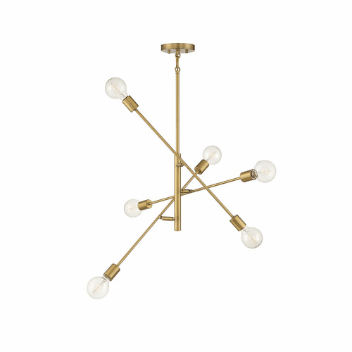 Savoy House Meridian 6 Light Chandelier - Natural Brass - M10084NB