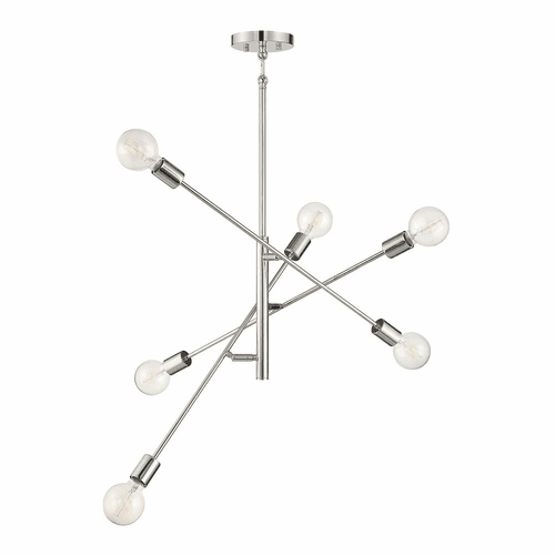 Savoy House Meridian 6 Light Chandelier - Polished Nickel - M10084PN