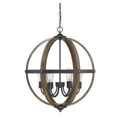 Savoy House Meridian 6 Light Pendant - Wood & Black - M70034WB