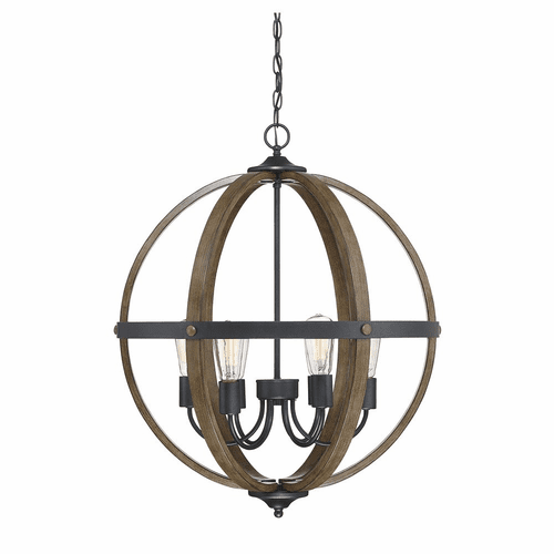 Savoy House Meridian 6 Light Pendant - Wood & Black - M70034WB