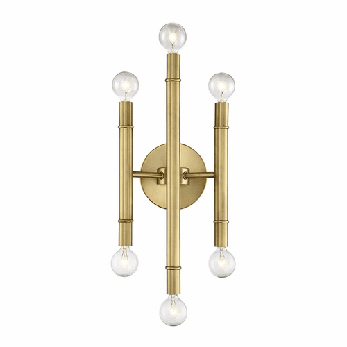 Savoy House Meridian 6 Light Wall Sconce - Natural Brass - M90018NB