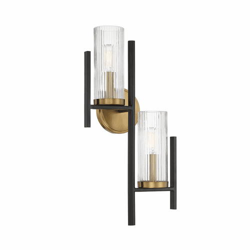 Savoy House Midland 2-Light Wall Sconce - Matte Black w/Brass - 9-1905-2-143