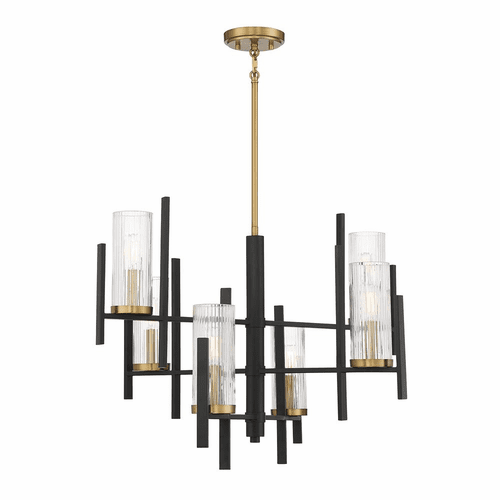 Savoy House Midland 6-Light Chandelier - Matte Black w/Brass - 1-1906-6-143