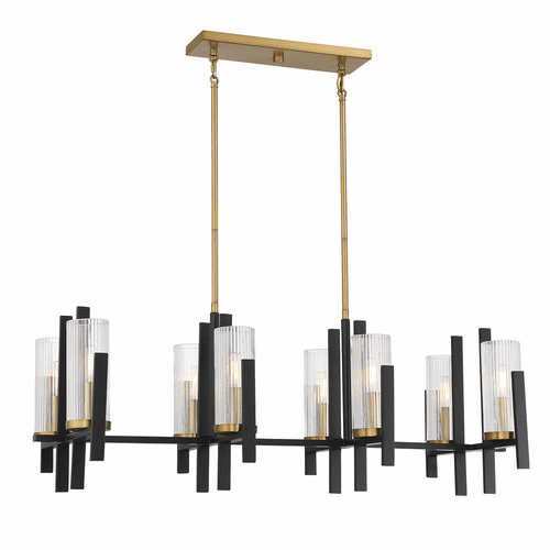 Savoy House Midland 8-LT Linear Chandelier - Matte Black w/Brass - 1-1907-8-143