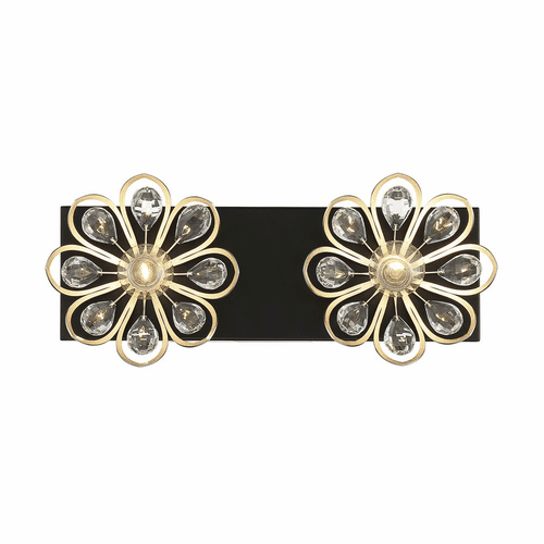 Savoy House Poppy 2LT Bath Vanity Light - Matte Black w/Satin Nickel - 8-1724-2-66