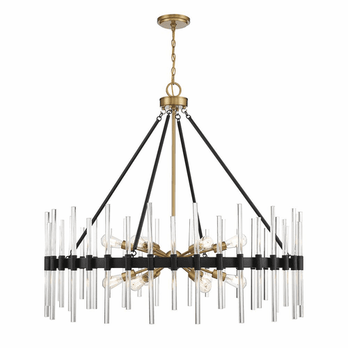 Savoy House Santiago 12-Light Chandelier - Matte Black w/Brass - 1-1934-12-143
