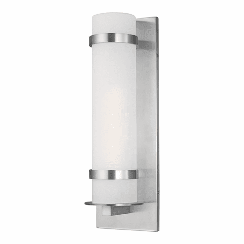 Sea Gull Alban Large 1-LT Outdoor Wall Lantern - Satin Aluminum - 8718301-04