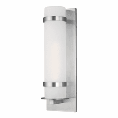 Sea Gull Alban Large 1-LT Outdoor Wall Lantern - Satin Aluminum - 8718301-04 Sea Gull Alban Large 1-LT Outdoor Wall Lantern - Satin Aluminum - 8718301-04