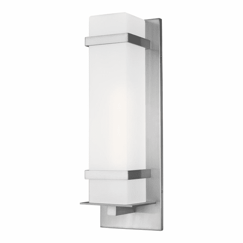 Sea Gull Alban Large 1-LT Outdoor Wall Lantern - Satin Aluminum - 8720701-04
