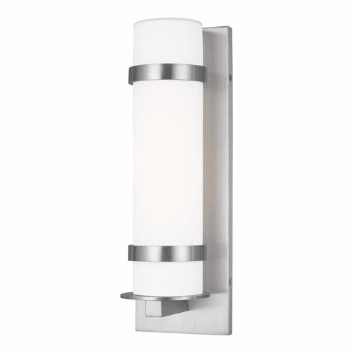 Sea Gull Alban Medium 1-LT Outdoor Wall Lantern - Satin Aluminum - 8618301-04