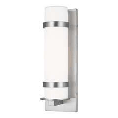 Sea Gull Alban Medium 1-LT Outdoor Wall Lantern - Satin Aluminum - 8618301-04 Sea Gull Alban Medium 1-LT Outdoor Wall Lantern - Satin Aluminum - 8618301-04