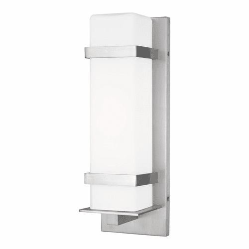 Sea Gull Alban Medium 1-LT Outdoor Wall Lantern - Satin Aluminum - 8620701-04