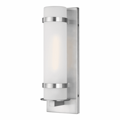 Sea Gull Alban Small 1-LT Outdoor Wall Lantern - Satin Aluminum - 8518301-04