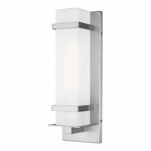 Sea Gull Alban Small 1-LT Outdoor Wall Lantern - Satin Aluminum - 8520701-04