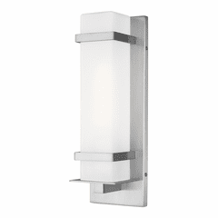 Sea Gull Alban Small 1-LT Outdoor Wall Lantern - Satin Aluminum - 8520701-04