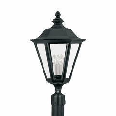 Sea Gull Brentwood 3-LT Outdoor Post Lantern - Black - 8231-12