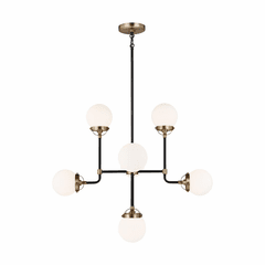 Sea Gull Cafe Eight Light Small Chandelier - Satin Brass - 3187908-848
