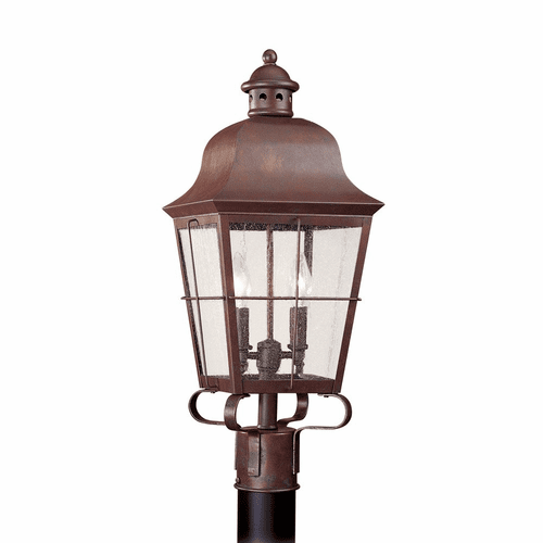 Sea Gull Chatham 2-LT Outdoor Post Lantern - Weathered Copper - 8262-44