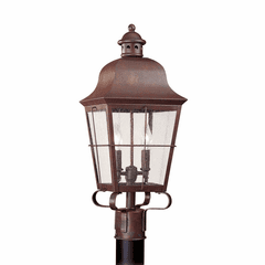 Sea Gull Chatham 2-LT Outdoor Post Lantern - Weathered Copper - 8262-44