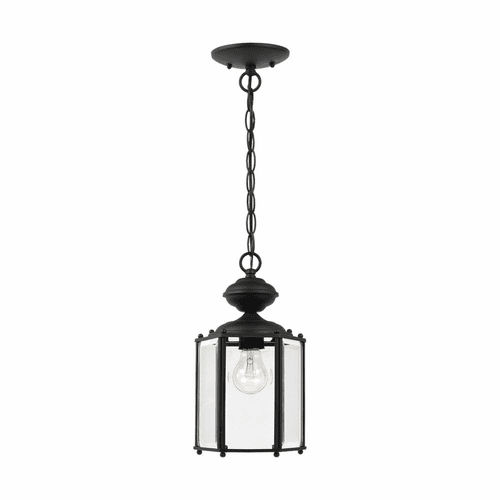 Sea Gull Classico 1-LT Outdoor Semi-Flush Convertible Pendant - Black - 6008-12