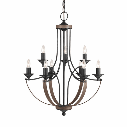 Sea Gull Corbeille 9-LT Chandelier - Stardust / Cerused Oak - 3280409-846