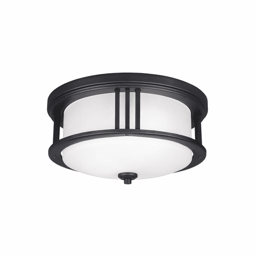 Sea Gull Crowell 2-LT Outdoor Ceiling Flush Mount - Black - 7847902-12