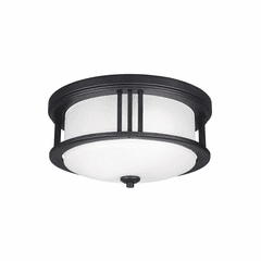 Sea Gull Crowell 2-LT Outdoor Ceiling Flush Mount - Black - 7847902-12