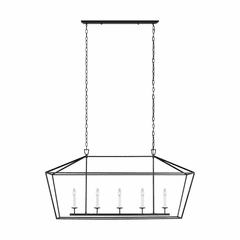 Sea Gull Dianna Five Light Medium Linear Chandelier - Midnight Black - 6692605-112
