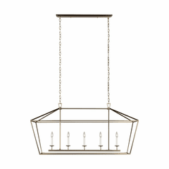 Sea Gull Dianna Five Light Medium Linear Chandelier - Satin Brass - 6692605-848