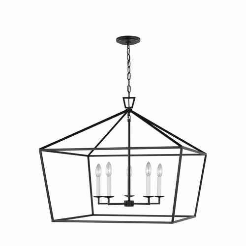 Sea Gull Dianna Five Light Wide Lantern - Midnight Black - 5692605-112