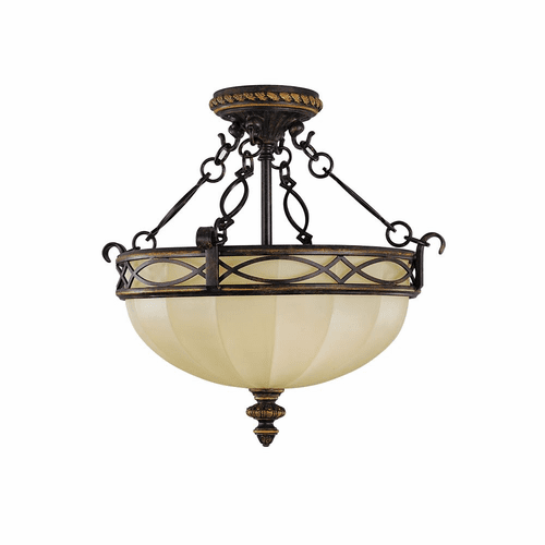 Sea Gull Drawing Room 3-LT Semi-Flush Mount - Walnut - SF220WAL