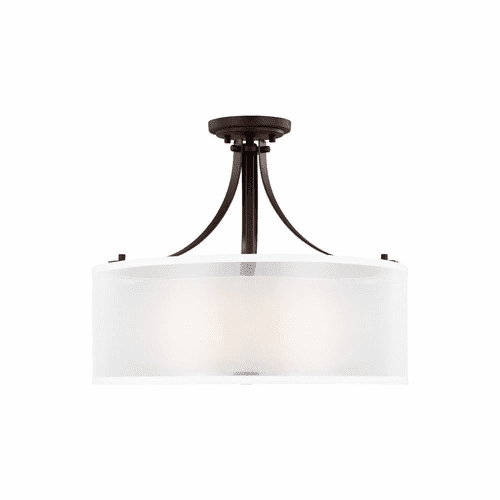 Sea Gull Elmwood Park 3-LT Semi-Flush Mount - Bronze - 7737303-710