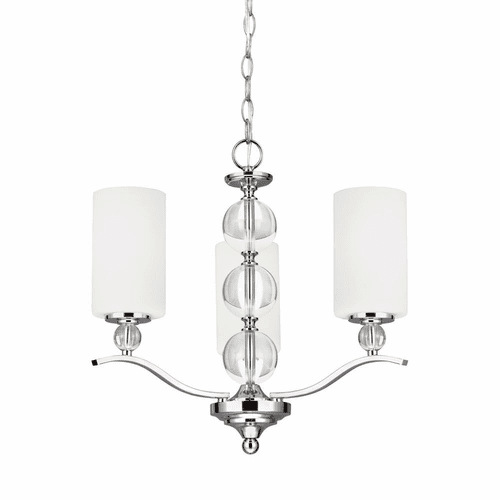 Sea Gull Englehorn 3-LT Chandelier - Chrome / Optic Crystal - 3113403EN3-05