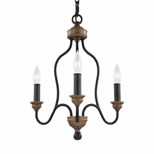 Sea Gull Hartsville 3-LT Chandelier - Dark Weathered Zinc  - F2997/3DWZ/WO