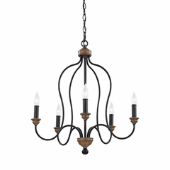 Sea Gull Hartsville 5-LT Chandelier - Dark Weathered Zinc  - F2998/5DWZ/WO