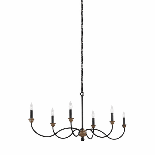 Sea Gull Hartsville 6-LT Chandelier - Dark Weathered Zinc  - F3000/6DWZ/WO