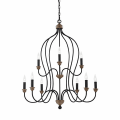 Sea Gull Hartsville 9-LT Chandelier - Dark Weathered Zinc  - F2999/9DWZ/WO