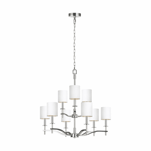 Sea Gull Hewitt 9-LT Chandelier - Polished Nickel - F3313EN/9PN