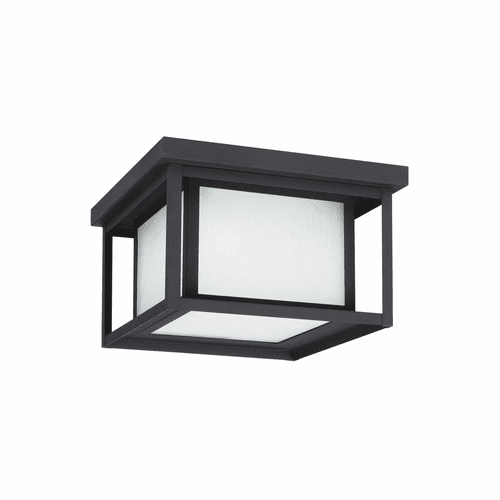 Sea Gull Hunnington 2-LT Outdoor Ceiling Flush Mount - Black - 79039EN3-12