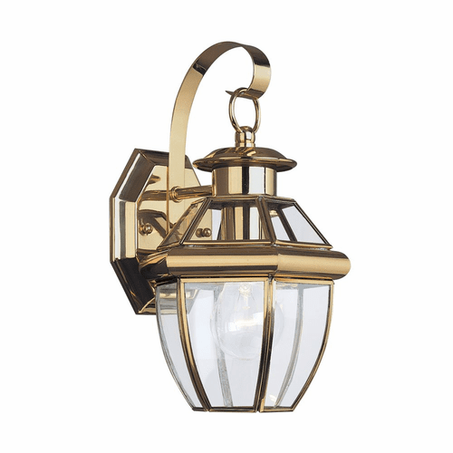Sea Gull Lancaster 1-LT Outdoor Wall Lantern - Polished Brass - 8037-02