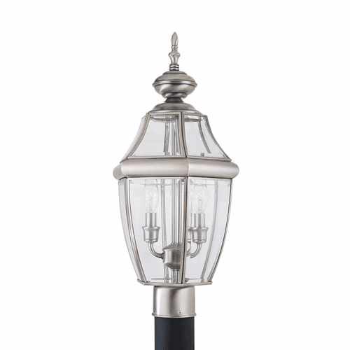 Sea Gull Lancaster 2-LT Outdoor Post Lantern - Antique Brushed Nickel - 8229-965